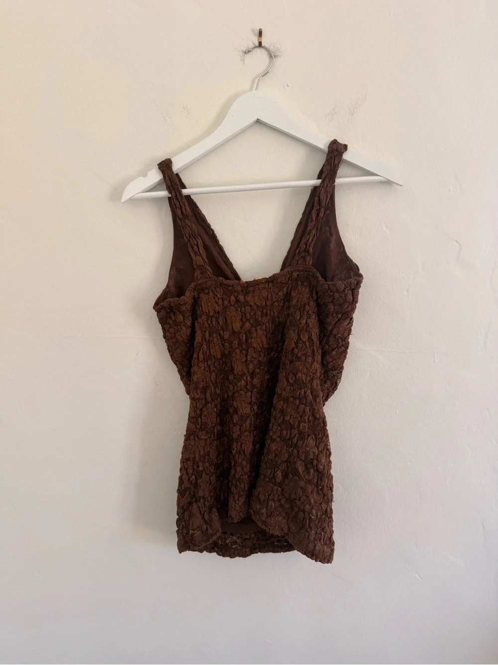 Vintage Bisou Bisou Brown Lace Trim Tank Top - Picture 3 of 3